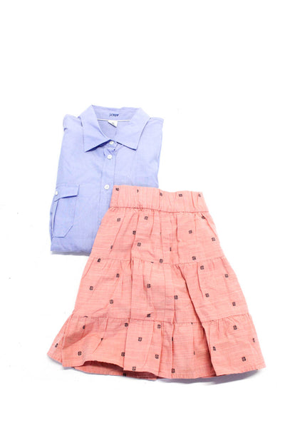 J Crew Womens Elastic Waist Mini Skirt Button Up Shirt Blouse Size XL Large Lot2