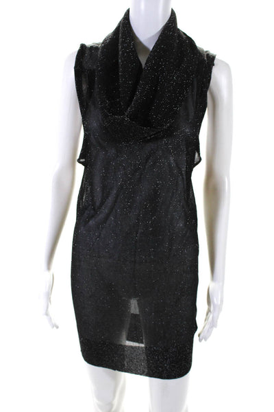 Ted Baker London Womens Sparkle Cowl Neck Sleeveless Mini Dress Black Size 1 S