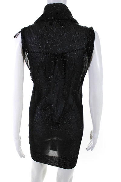 Ted Baker London Womens Sparkle Cowl Neck Sleeveless Mini Dress Black Size 1 S