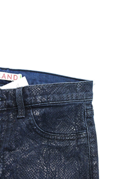 J Brand Womens Shiny Snakeskin Print Mid Rise Skinny Jeans Blue Size 27