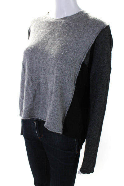 Olivaceous Womens Color Block Crew Neck Pullover Sweater Gray Size Large