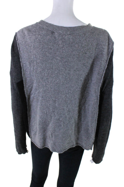 Olivaceous Womens Color Block Crew Neck Pullover Sweater Gray Size Large