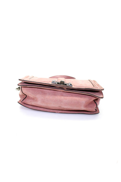 Rebecca Minkoff Womens Turnlock Flap Suede Chain Crossbody Handbag Pink
