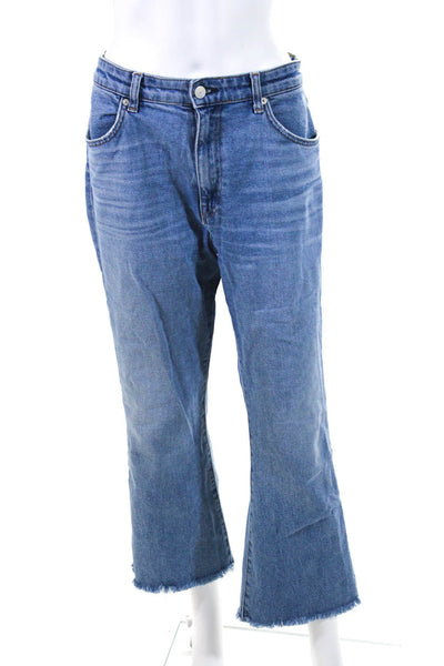 CQY Womens Cotton Zip Fly Button Closure High-Rise Bootcut Jeans Blue Size 31