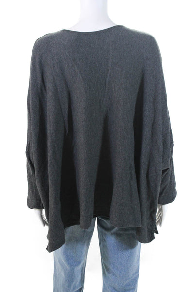 Planet Womens Cotton V-Neck Long Sleeve Pullover Sweater Top Gray Size OS