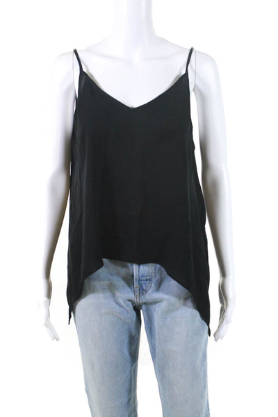 Mason Womens Silk V-Neck Sleeveless Tie Closure Blouse Tank Top Black Size 6