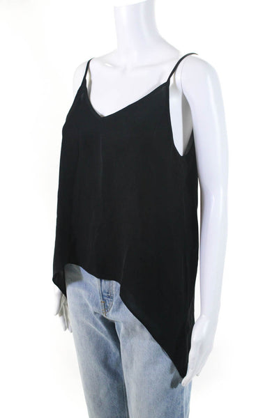 Mason Womens Silk V-Neck Sleeveless Tie Closure Blouse Tank Top Black Size 6