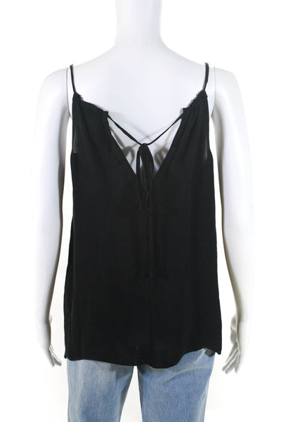 Mason Womens Silk V-Neck Sleeveless Tie Closure Blouse Tank Top Black Size 6