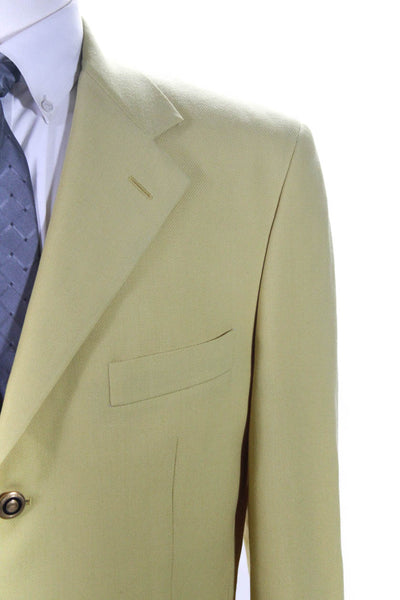 Lubiam Mens Wool Buttoned Collared Long Sleeve Darted Blazer Yellow Size EUR50