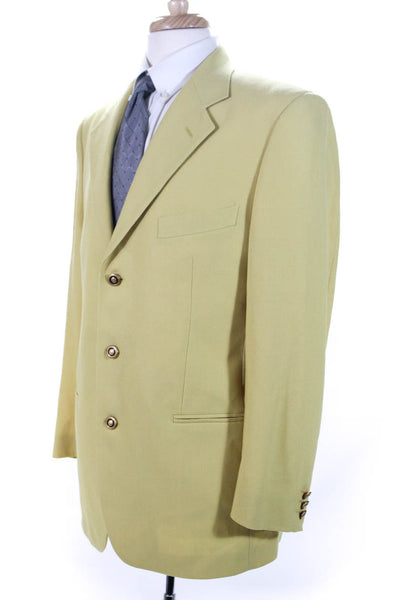 Lubiam Mens Wool Buttoned Collared Long Sleeve Darted Blazer Yellow Size EUR50