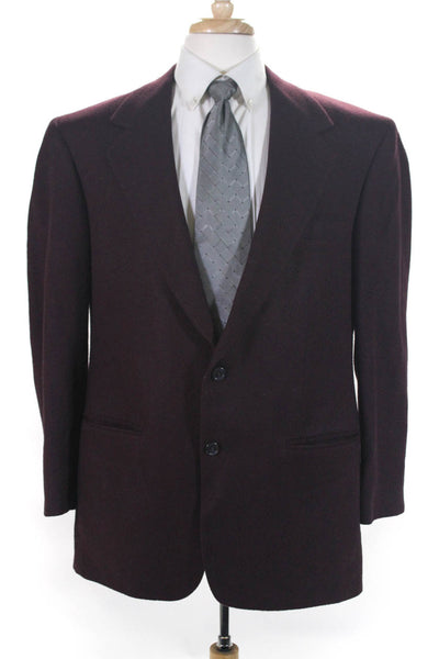 Dillard's Mens Camel Hair Buttoned Collar Long Sleeve Blazer Burgundy Size EUR44