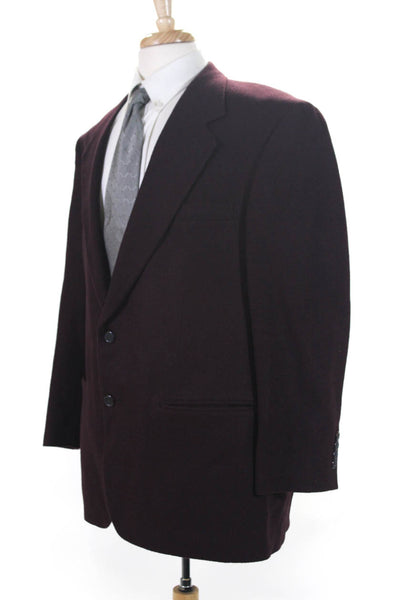 Dillard's Mens Camel Hair Buttoned Collar Long Sleeve Blazer Burgundy Size EUR44