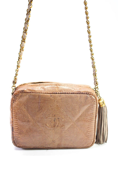 Chanel Women's Zip Closure Chain Straps Quilted Crossbody Handbag Beige Size S