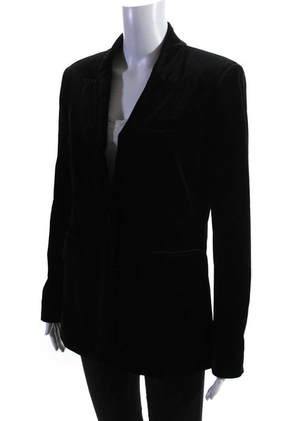 Rachel Zoe Women's Velvet One-Button Lined Blazer Jacket Black Size 8