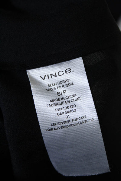 Vince Women's Silk Short Sleeve Button Up Blouse Black Size S
