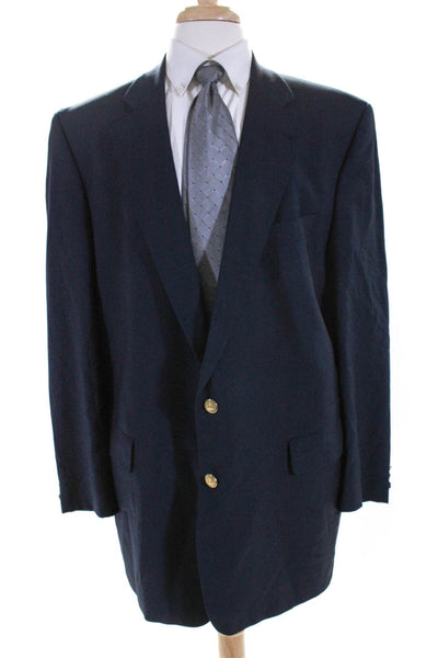 Harry Lebow Men's Wool Two Button Fully Lined Blazer Jacket Navy Size 48L