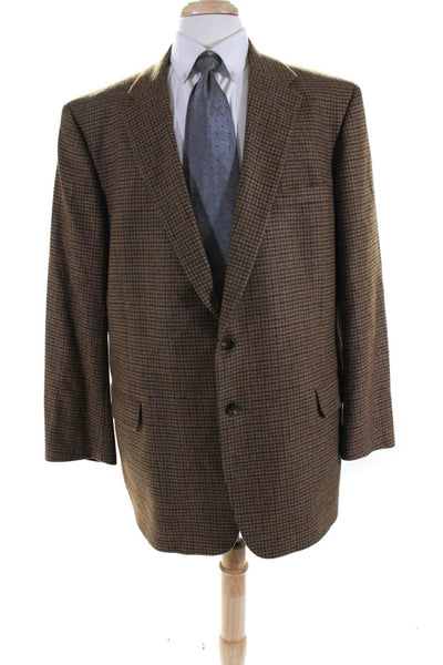Bullock and Jones Men's Two Button Houndstooth Blazer Brown Size 48