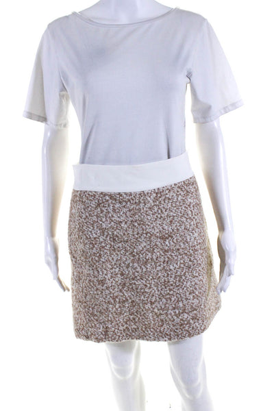 Club Monaco Womens Tweed A Line Mini Skirt Beige Ivory Wool Size 4