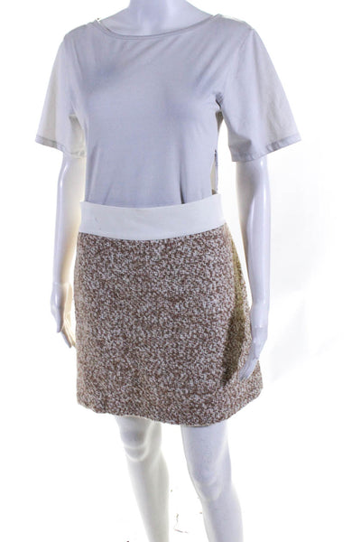 Club Monaco Womens Tweed A Line Mini Skirt Beige Ivory Wool Size 4