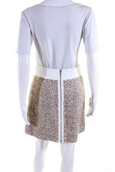 Club Monaco Womens Tweed A Line Mini Skirt Beige Ivory Wool Size 4