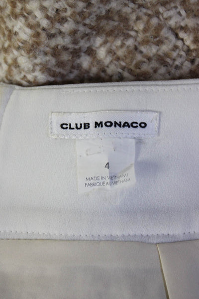 Club Monaco Womens Tweed A Line Mini Skirt Beige Ivory Wool Size 4