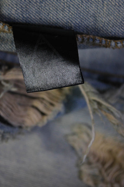 UNIF Women's Distressed Sleeveless Plaid Jean Jacket Vest Acid Wash Blue Size S