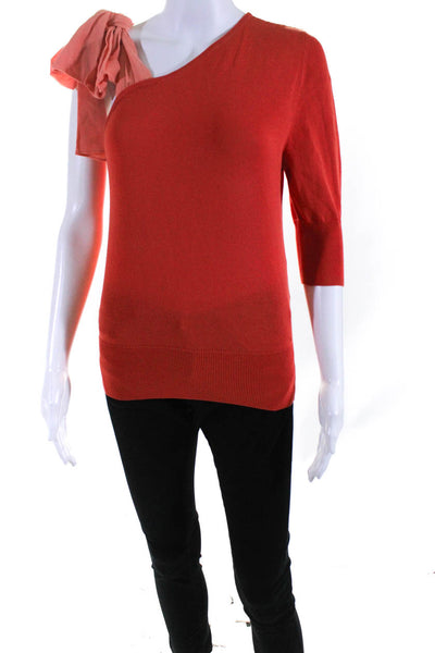 Viktor & Rolf Women's One Shoulder Cotton Pullover Sweater Orange Size 40