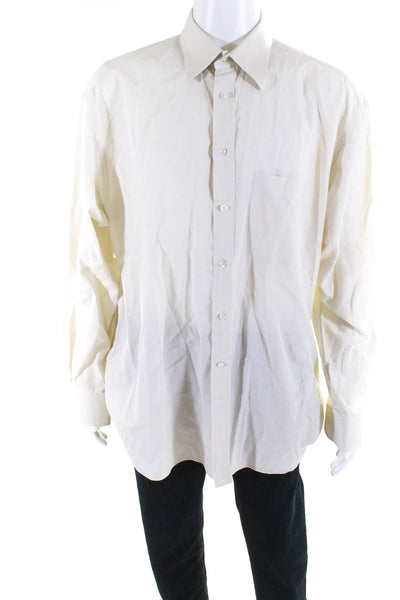 Ermenegildo Zegna Men's Collar Long Sleeves Button Down shirt Cream Size XL