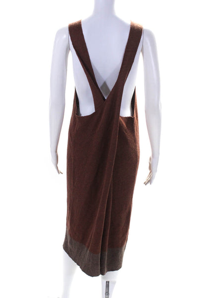 Free People Womens Oversize V Neck Sleeveless Knit Shift Dress Brown Size Large