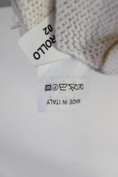 Rivamonti Womens Pullover Sequin Trim V Neck Sweater White Wool Size Small