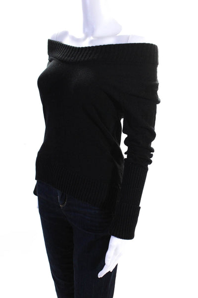 BCBGMAXAZRIA Women's Round Neck Long Sleeves Pullover Sweater Black Size L