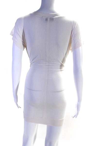 Trina Turk Womens Short Sleeves Shirt Dress Off White Size Medium