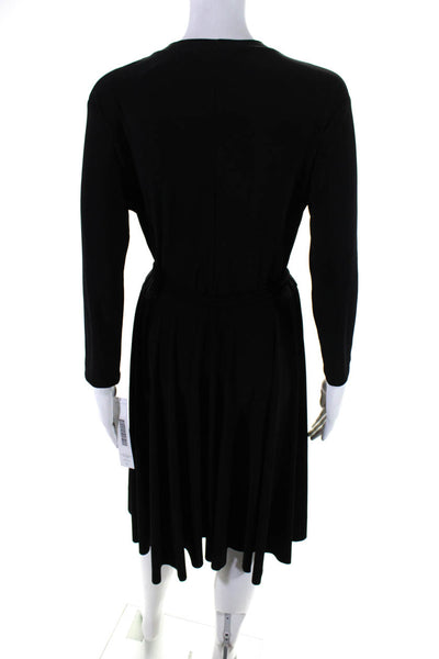 Kamali Kulture Womens Long Sleeve Crew Neck Knit Draped Dress Black Size Large