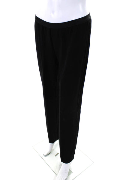 Yoana Baraschi Womens Elastic Waistband Mid Rise Pleated Pants Black Size Large