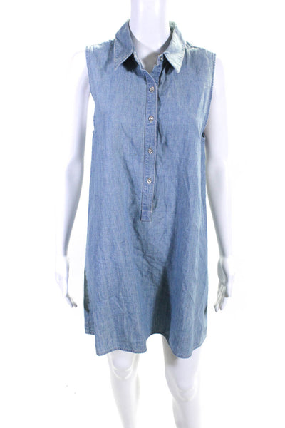 Rag & Bone Jean Womens Cotton Denim Collared Sleeveless Dress Blue Size S