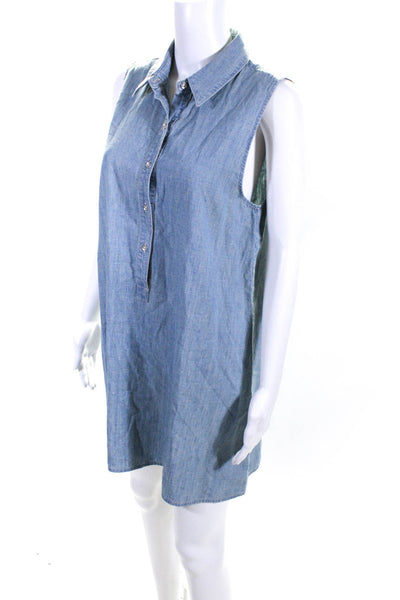 Rag & Bone Jean Womens Cotton Denim Collared Sleeveless Dress Blue Size S