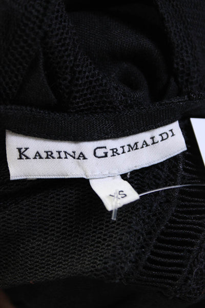 Karina Grimaldi Womens Ruffle Detail Mesh Panel Sleeveless Romper Black Size XS