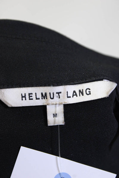 Helmut Lang Womens Collared V Neck Long Sleeve Top Blouse Black Size Medium