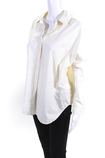 A Shirt Thing Womens Dexter Tie Back 3/4 Sleeve Button Up Blouse Ivory Size 1