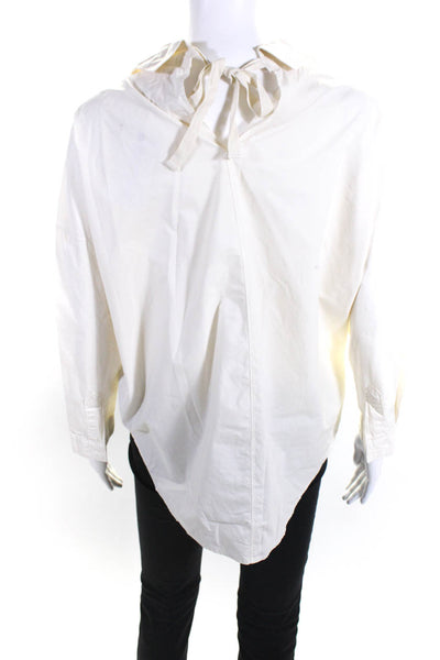 A Shirt Thing Womens Dexter Tie Back 3/4 Sleeve Button Up Blouse Ivory Size 1