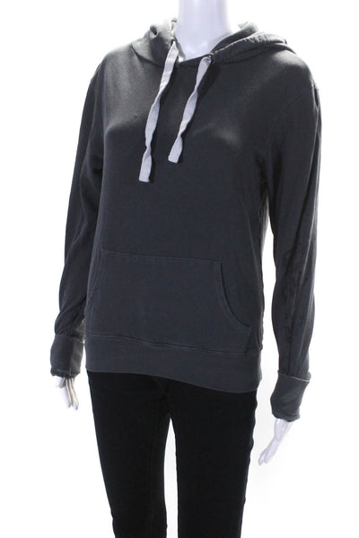 Chrldr Womens Pullover Drawstring Pocket Front Hoodie Sweater Gray Size Small