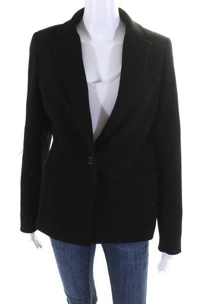 Cynthia Rowley Womens Collared Textured Buttoned Long Sleeve Blazer Black Size M