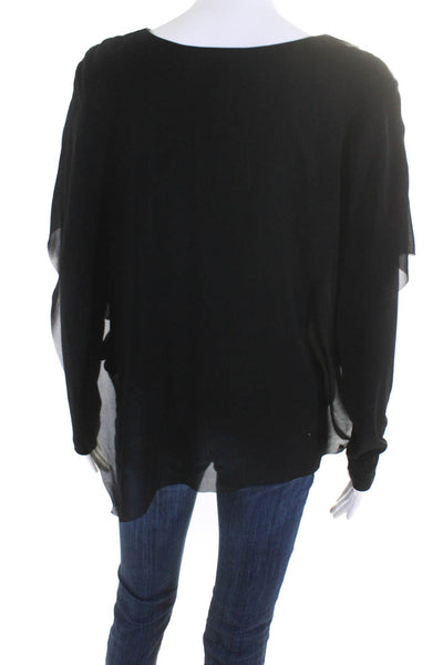 Crea Concept Womens Collared Asymmetrical Long Sleeves Blouse Black Size EUR 36