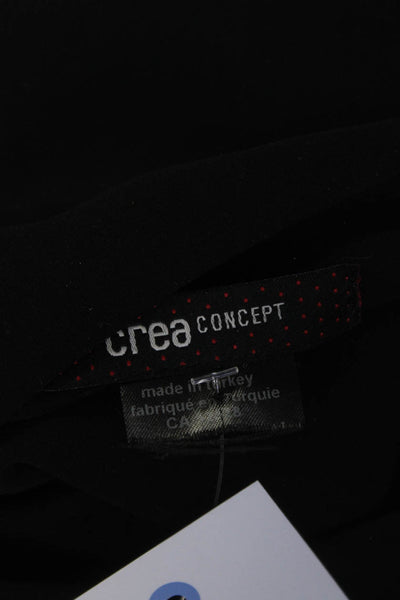 Crea Concept Womens Collared Asymmetrical Long Sleeves Blouse Black Size EUR 36