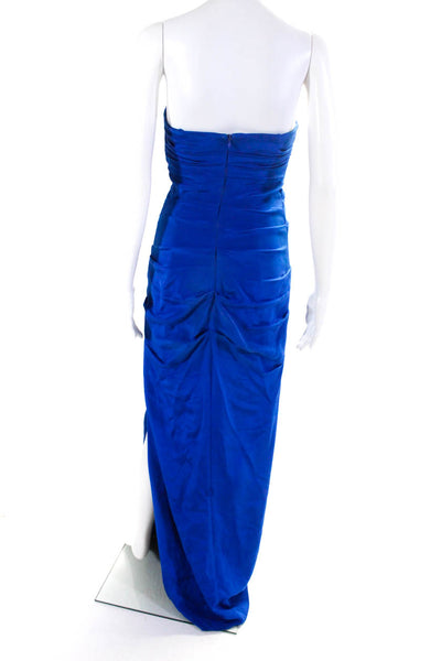 Nicole Miller Womens Sweetheart Neck Strapless Ruched Gown Royal Blue Size 4