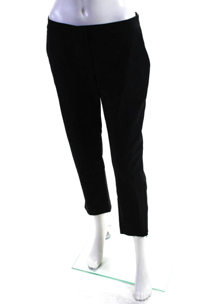 Theory Women's Mid Rise Straight Leg Ankle Zip Trouser Pants Black Size 8