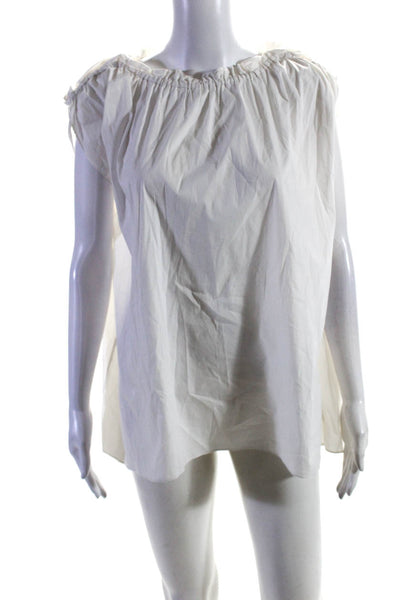 Rachel Zoe Women's Ruffle Trim Boat Neck Short Sleeve Shift Dress White Size S