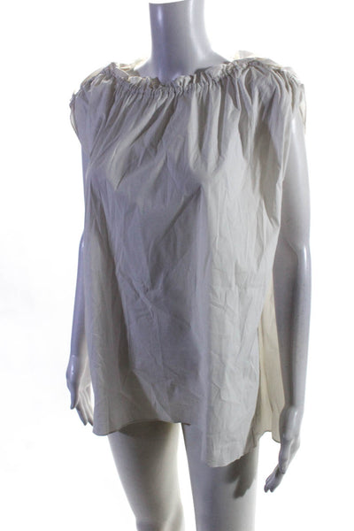 Rachel Zoe Women's Ruffle Trim Boat Neck Short Sleeve Shift Dress White Size S