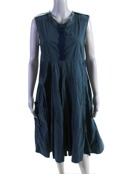 Pete & Greta Women's Cotton Pleated Layered Shift Dress Blue Size S