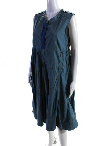 Pete & Greta Women's Cotton Pleated Layered Shift Dress Blue Size S